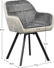 Forgó étkezőszék, szürke Velvet szövet, FLER