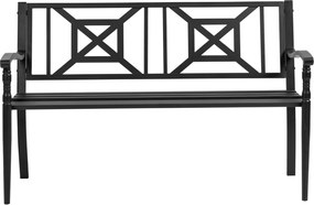 Outsunny Kétfős Kerti Pad Kültéri Terasz Magas Háttámlás Rácsos Ülés Kényelmes Karfa Acél 128 x 62,5 x 81,5 cm Fekete | Aosom