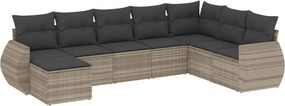 vidaXL 8 részes világosszürke polyrattan kerti ülőgarnitúra párnával