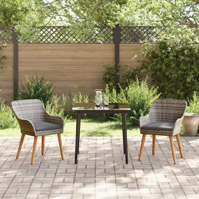 3 részes szürke poly rattan kert étkező szett