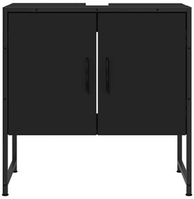 fekete szerelt fa fürdőszobai mosdószekrény 60 x 33 x 60 cm