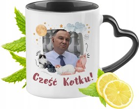 Andzej Duda PiS Fekete Bögre Szív Alakú Füllel Ajándék