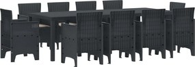 vidaXL Kert étkező szett 11 pcs Antracit Polipropilén