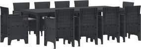 vidaXL Kert étkező szett 11 pcs Antracit Polipropilén