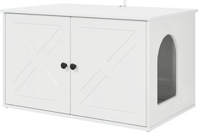 vidaXL Macska Ház Fényes Fehér 85 x 55 x 50 cm Faanyag