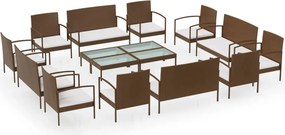 vidaXL 16 részes barna polyrattan kerti ülőgarnitúra párnákkal