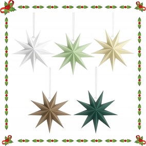 3D papírcsillag szett akasztós 5 db-os szett 30 CM