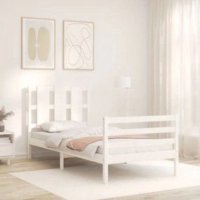 fehér tömör fa ágykeret fejtámlával 100 x 200 cm