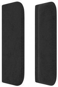 fekete bársony szárnyas fejtámla 163x16x78/88 cm