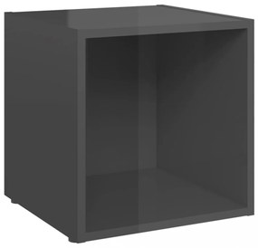 4 db magasfényű szürke szerelt fa TV-szekrény 37 x 35 x 37 cm