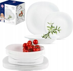 Tányér Szett 36 db-os 12 személyes Étkezőgarnitúra Fehér Pavia Tányérok