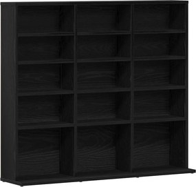 vidaXL fekete tölgyszínű szerelt fa CD-szekrény 100x23x89,5 cm