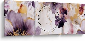 Kép - Akvarell virágok (órával) (90x30 cm)