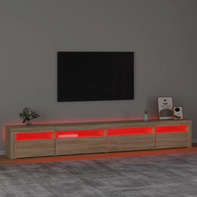sonoma tölgy színű TV-szekrény LED-lámpákkal 270x35x40 cm