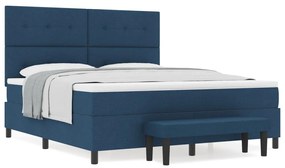 Box Spring Ágy matraccal és padra Kék 180x200 cm Szövet