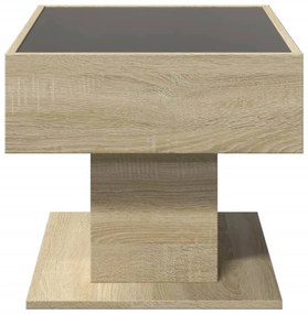 sonoma tölgy szerelt fa dohányzóasztal LED-del 70 x 50 x 45 cm