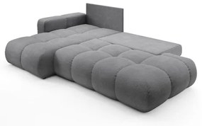 ALMADA balos, L-alakú kinyitható kárpitozott ülőgarnitúra tárolóval, szürke