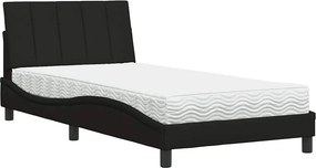 vidaXL fekete szövet ágy matraccal Hanko 100x200 cm