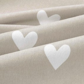 Goldea flanel ágyneműhuzat - szívecskék, latte színű alapon 140 x 200 és 70 x 90 cm