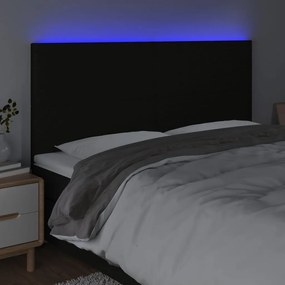 fekete szövet LED-es fejtámla 180x5x118/128 cm