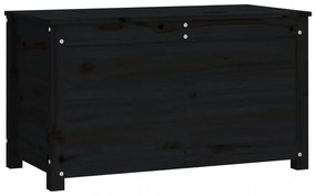 fekete tömör fenyőfa tárolóláda 80x40x45,5 cm