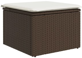 6 darabos kerti étkező szett párnákkal, barna poli rattan
