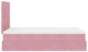 Ottomán ágykeret matracokkal rózsaszín 120x190cm bársony