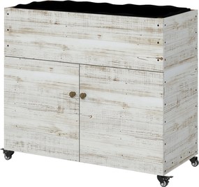 Outsunny Fa Magaságyás Középső Rekesszel, Kerekes Fűszerágyás, Növény doboz, Virág doboz Gyapjúbéleléssel Kerthez és Erkélyhez, 110 x 50 x 95 cm, Fehé