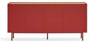 Piros alacsony komód tölgyfa dekorral 165x78 cm Arista – Teulat