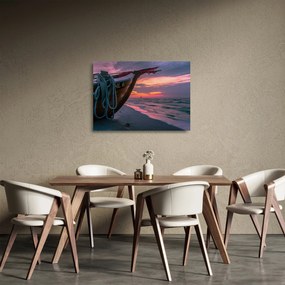 Egy csónak képe a parton (üvegen) (70x50 cm)