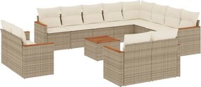 vidaXL 13 részes bézs polyrattan kerti ülőgarnitúra párnákkal