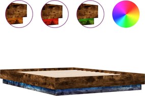 vidaXL füstös tölgy színű ágykeret LED-világítással 120x200 cm