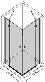 Erga Bern Dupla, zuhanykabin 2 szárnyas ajtókkal 70 (ajtó) x 90 (ajtó) x 195 cm, 6mm átlátszó üveg, króm profil, ERG-V02-BERN-D070D090-CL-CR
