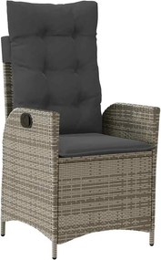 vidaXL szürke polyrattan dönthető kerti szék párnákkal