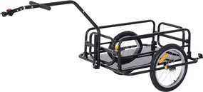 HOMCOM Összecsukható Kerékpár Toldókocsi, Pótoszlop, Tükör, Terhelhetőség max. 40 kg, 155 x 71.5 x 77 cm | Aosom