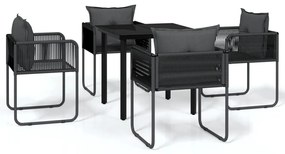 vidaXL 5 részes fekete kerti étkezőgarnitúra