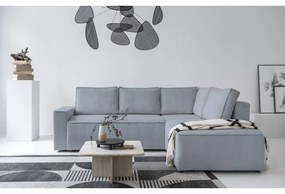 Világosszürke kordbársony kinyitható sarokkanapé (jobb oldali) Brave Dave – Miuform