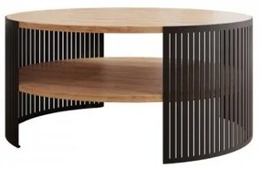 Kávésasztal FIKOLI 40x75 cm fekete/arany tölgy