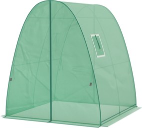 Outsunny Üvegház Roll-Up Ajtóval, 2 Ablakkal, Téli Ellenálló Acél Keretű Üvegház Erkélyre, Kertbe, Paradicsom Ház 180 x 180 x 200 cm, Paradicsom Üvegh