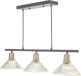 DAR LIGHTING BOY0375 BOYD Többágú Függesztett Lámpa Antik Sárgaréz, Átlátszó E27 IP20