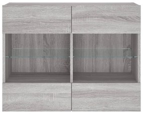szürke sonoma színű fali TV-szekrény LED-ekkel 78,5x30x60,5 cm