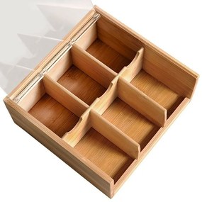 Kesper 58903 Bambusz tea szervező, 6 rekesz, 22 x21 x 9,5 cm