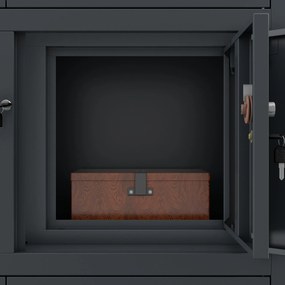 Fém iratszekrény széffel és fiókokkal FILIP II, 900 x 1850 x 400 mm, szürke