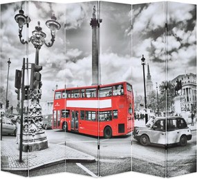 vidaXL fekete-fehér londoni busz mintás paraván 228 x 170 cm