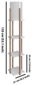 Fehér-natúr színű állólámpa (magasság 135 cm) Nora – Opviq lights