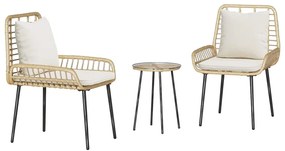 vidaXL Kert étkező szett 3 pcs Barna és Krém polirattan