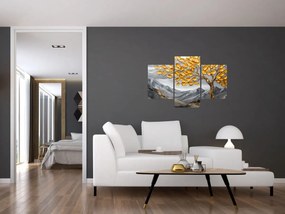 Kép – Fa arany levelekkel (90x60 cm)
