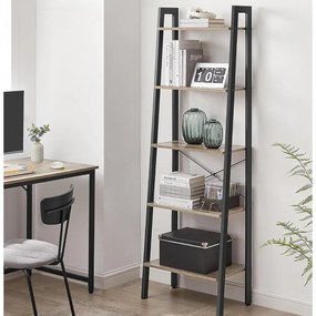 Intenso Home 5 szintes nyitott könyvespolc / virágállvány 56 x 172cm, döntött design, modern tölgy szín | Univerzális tároló állvány fém lábakkal