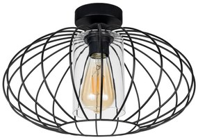 Felületre szerelhető csillár CORRINI 1xE27/60W/230V átm. 34 cm fekete/átlátszó