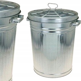 Fém Nagy szemeteskosár Fedéllel 55 literes kerti házhoz horganyzott acél